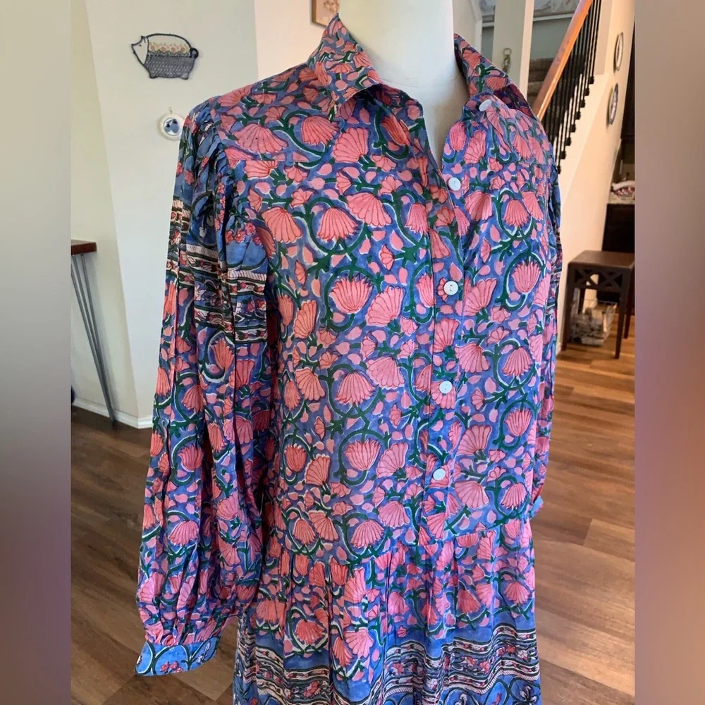 Beautiful boho Alicia Bell dress size Large silk/cotton fabric - Picture 7 of 8